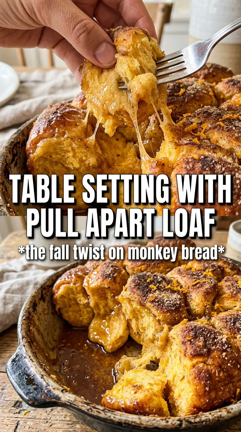 Pumpkin Spice Pull Apart Bread, golden layered, cream cheese glazed