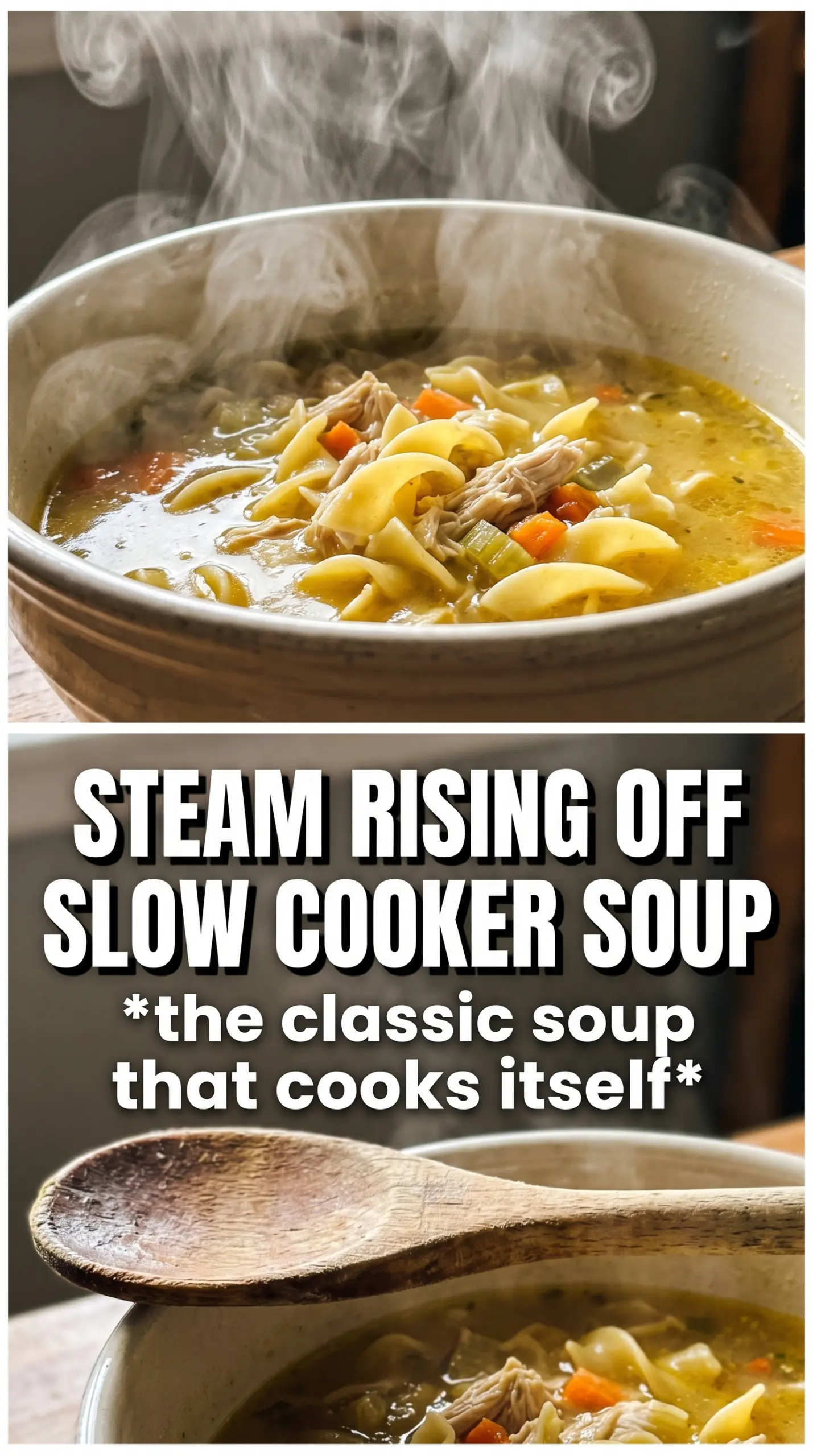 Slow Cooker Chicken Noodle Soup clear broth, tender noodles, shredded chicken