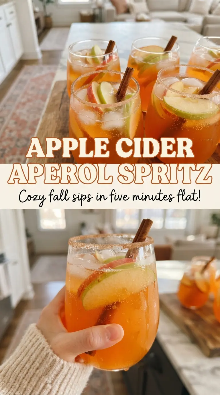 Apple Cider Aperol Spritz glowing orange bubbly