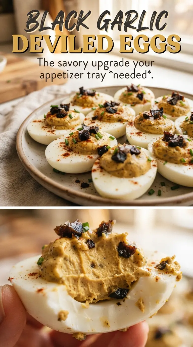 Black Garlic Deviled Eggs elegant savory-sweet