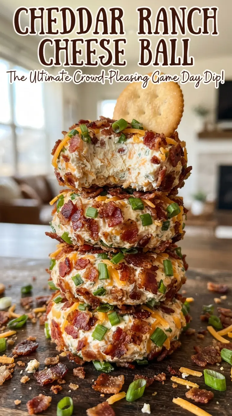Cheddar Ranch Cheese Ball creamy crunchy appetizer