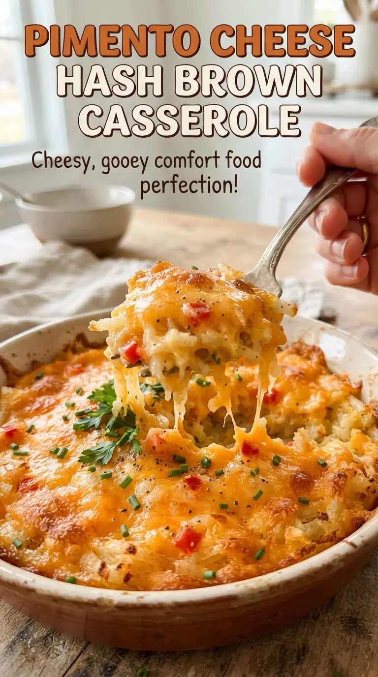 Pimento Cheese Hash Brown Casserole cheesy bubbly golden