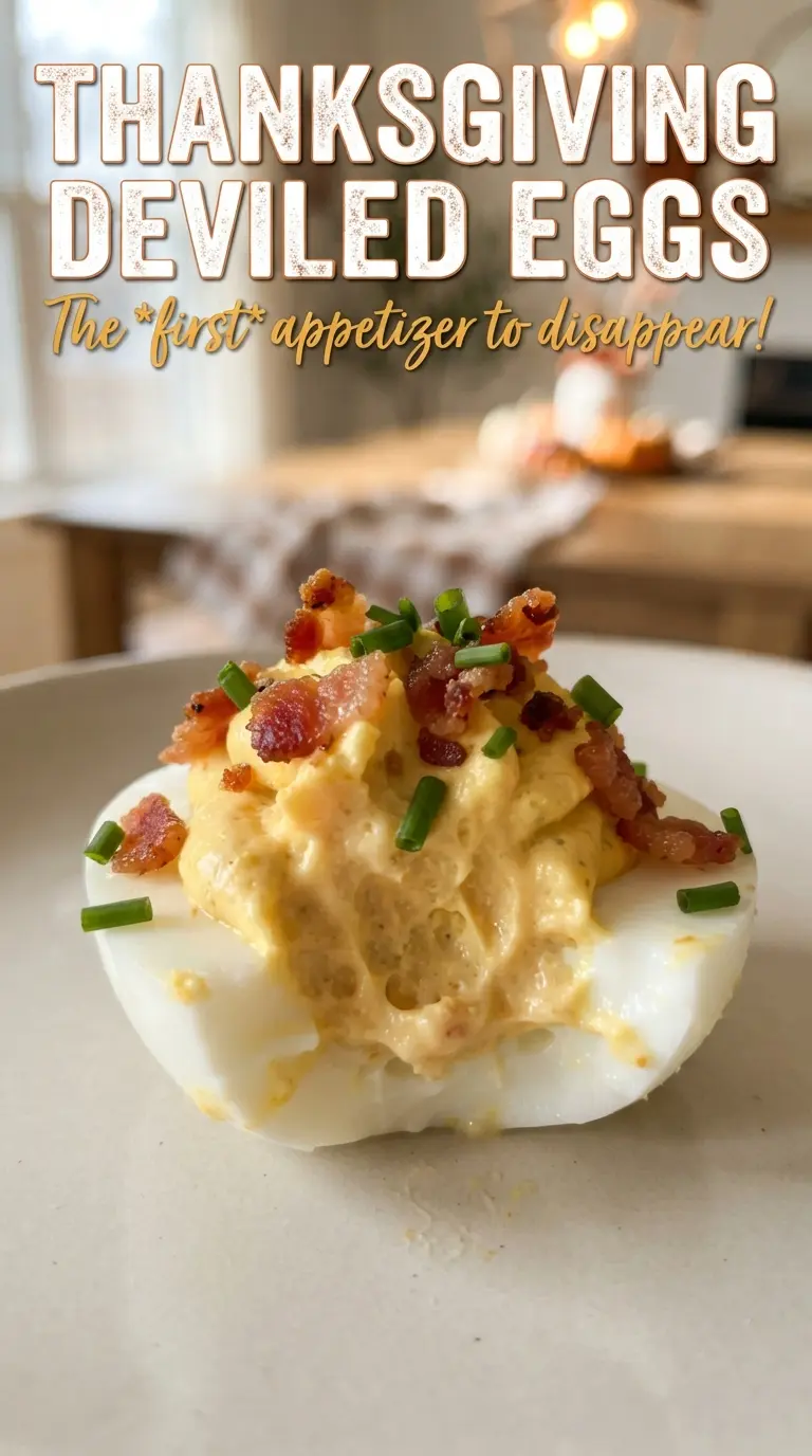 Thanksgiving deviled eggs cranberry pecans bacon sage